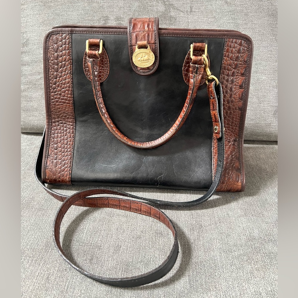 Vintage Brahmin Tuscan Collection Satchel, Croc Leather Bag